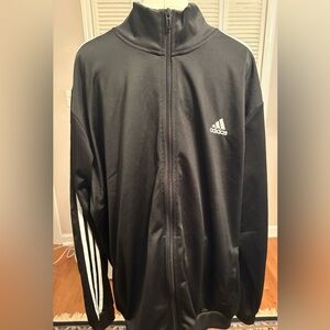 adidas NWT Black Performance Full-Zip Jacket with White Stripes